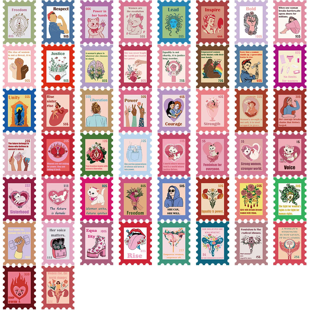 50/100PCS Cartoon Pink Feminist Graffiti Stickers Decorative Guitar Notebook Luggage DIY Waterproof Stationery Stickers