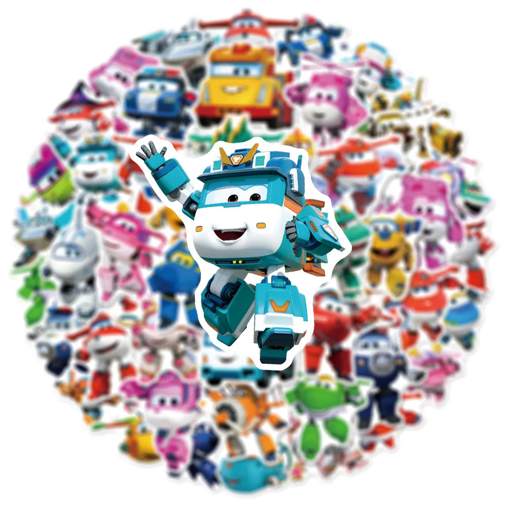 50PCS Cute Super Airplane Graffiti Stickers Phone Laptop Water Cup Children Notebook Stationary Reward Stickers