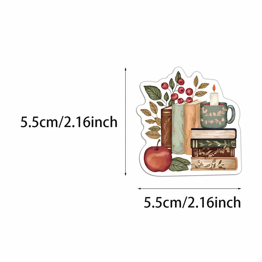 50PCS Book Scroll Autumn Graffiti Stickers Cartoon Cute Ghost Book Graffiti DIY Manual Tags Book Scroll Notebook Stickers