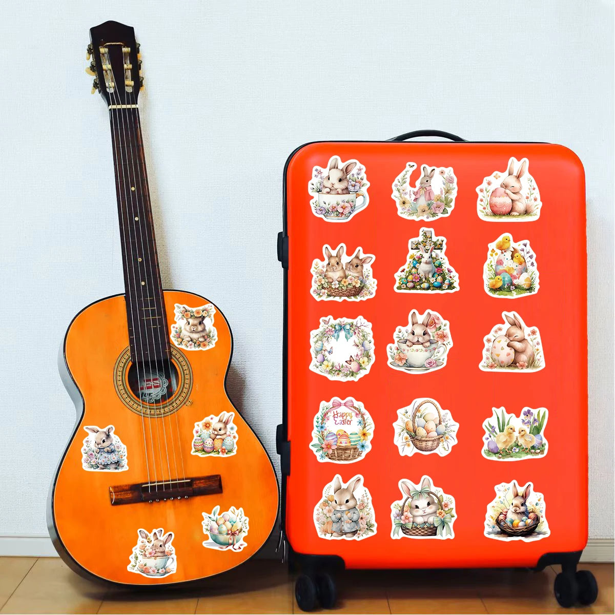 50PCS Easter Egg Bunny Stickers Notebook Decals Decoration DIY Phone Cartoon Skateboard Laptop Phone Stationery Suitcase Gifts