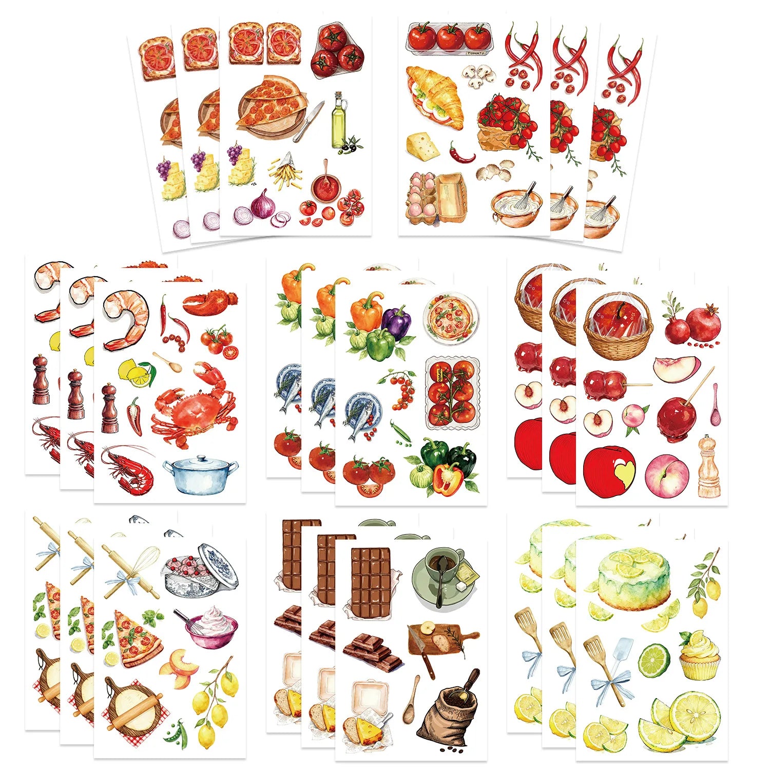 8/16/24PCS Puzzle Sticker Cartoon Food Make a Face Sticker DIY Handicrafts Waterproof Notebook Stationery Sticker