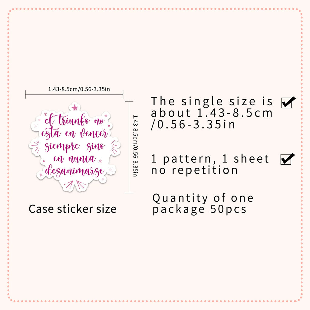 50/100PCS Inspirational Spanish Graffiti Stickers Text Phrases Decoration Phone Water Cup Stationery Notebook Stickers