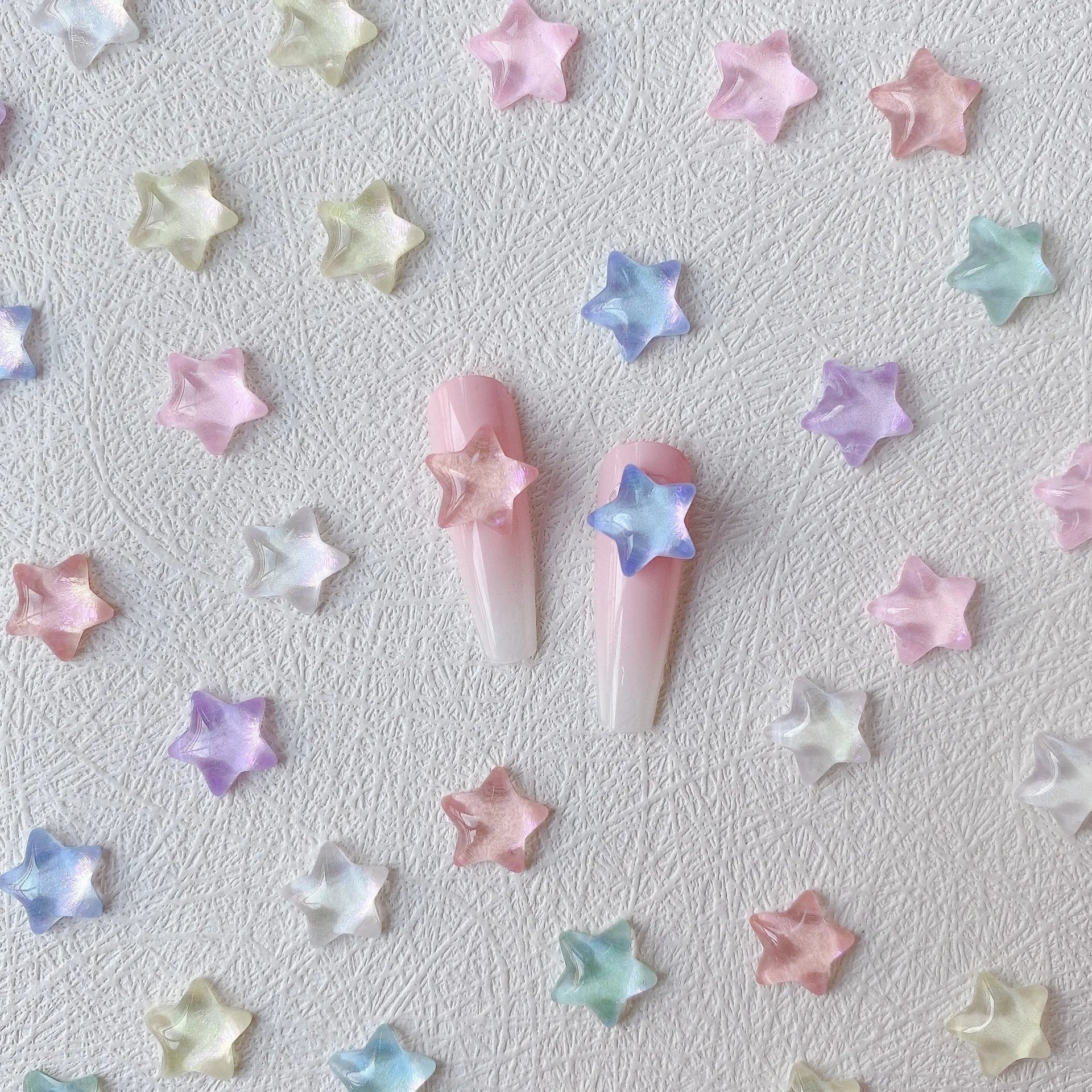 20pc Starry Sky Mocha Star Nail Art Accessory Cute K9 Star Crystals Resin Nail Charms Multicolor Gems Nails Decoration DIY Parts