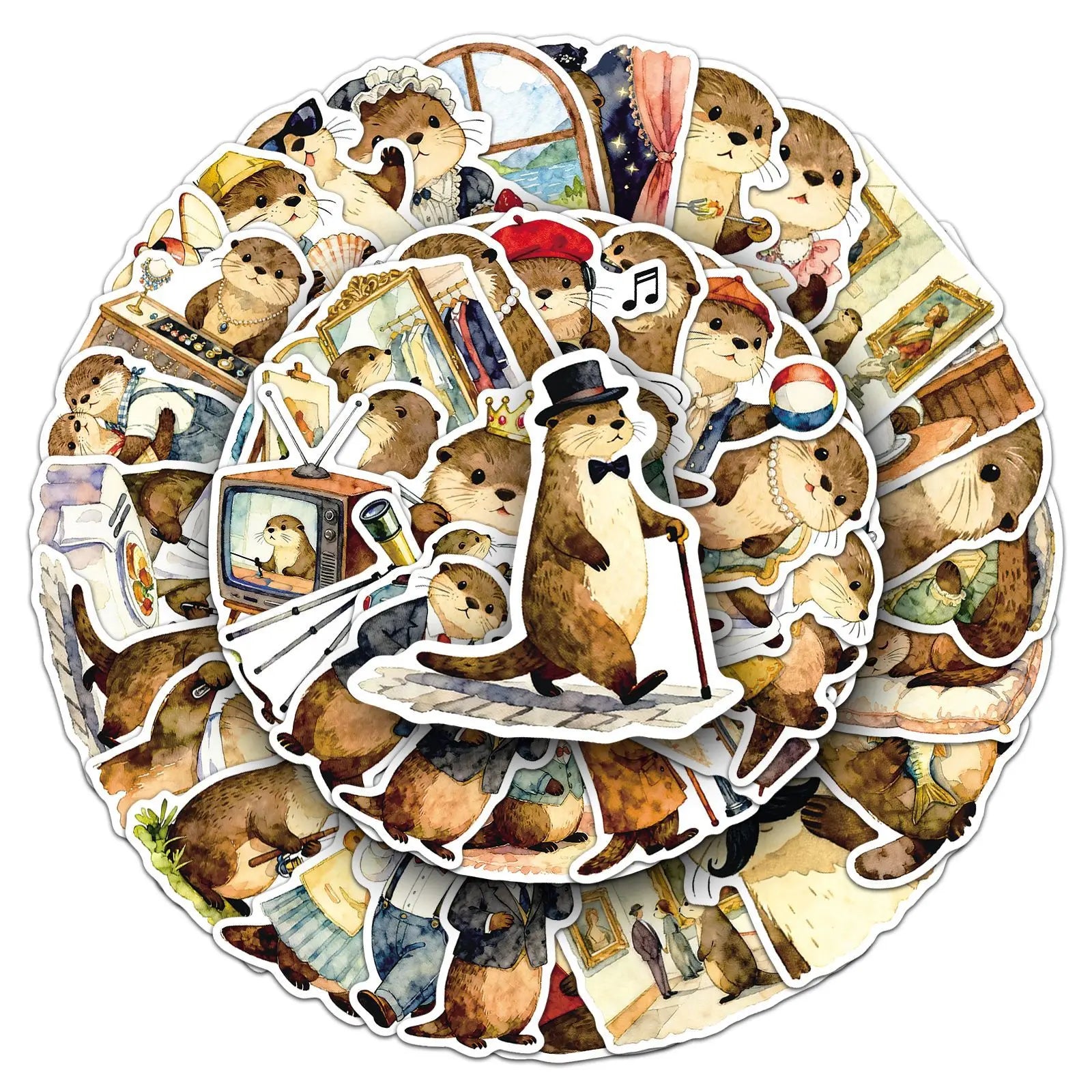 50/100PCS Cartoon Otter Stickers, Cute Animals, Creative Waterproof Decoration, Phone Computer Stationery Stickers