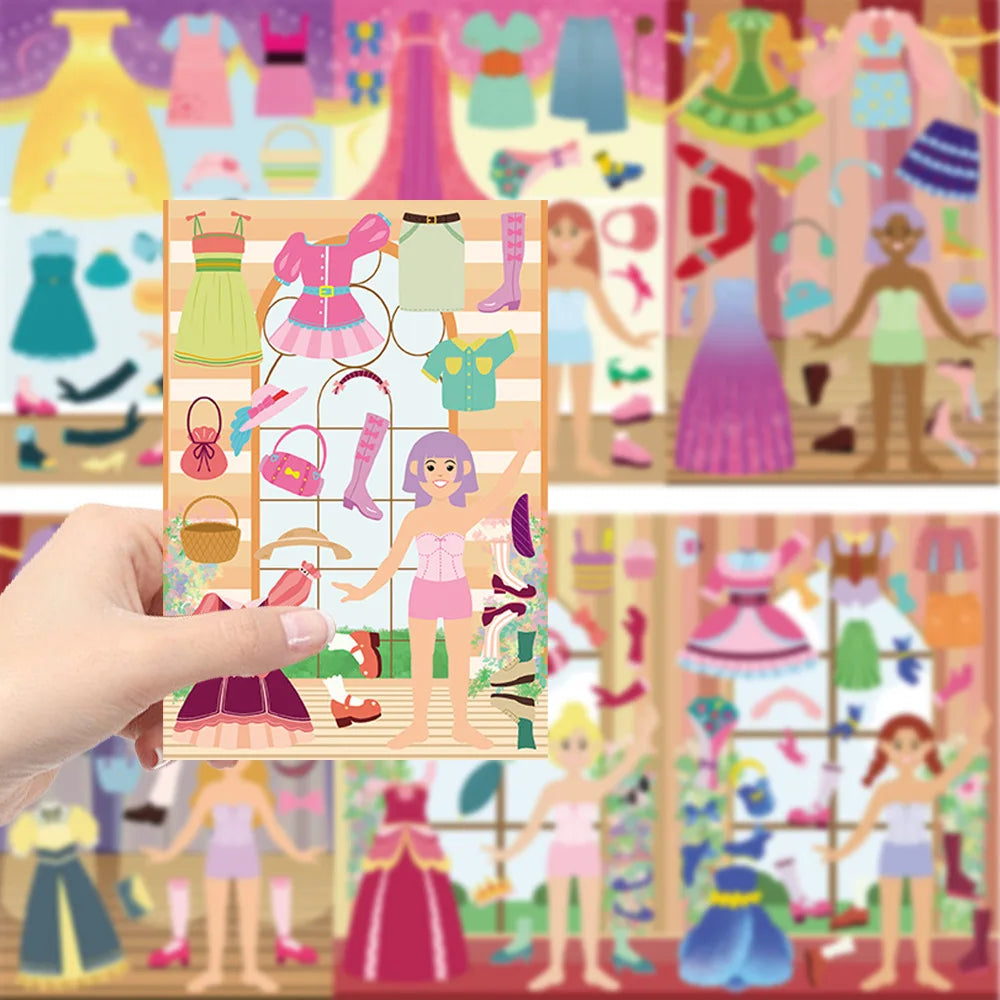 8/16/24PCS Cartoon Princess Dress up Stickers, Colorful Cartoon Funny DIY Stationery Boxes, Notebook Decoration Stickers