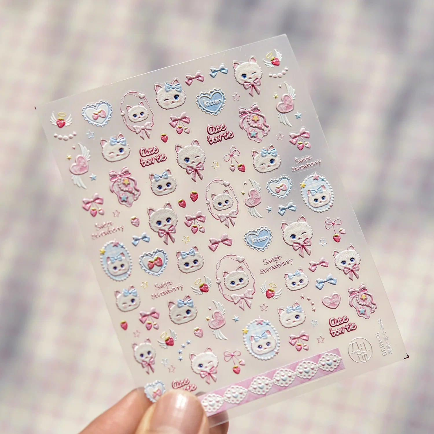 Cute Graffiti Lines Nail Art Stickers 5D Embossed Butterfly Rabbit Nail Art Accessory Stickers DIY Japanese Self Adhesive Decals