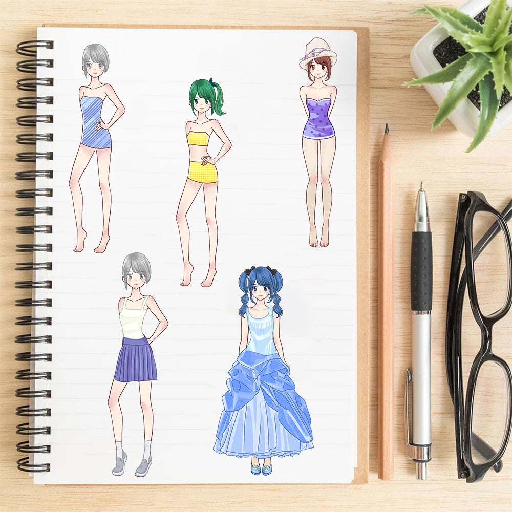 8PCS Princess Costume Collage Harajuku Stationery Aesthetic Cartoon Cafe Car Phone Laptop Luggage Cool Nostalgia Stickers