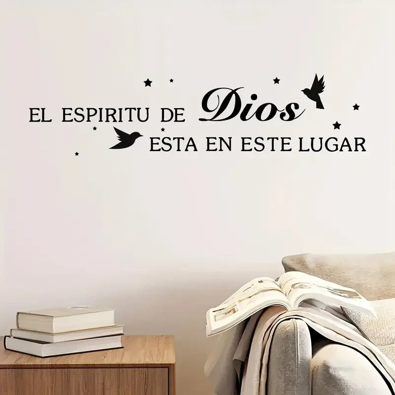1pc Vinyl Wall Stickers, "The Spirit of God Is In This Place" Text Pattern Self-Adhesive Wall Decals, Home Decor Bedroom Entrywa