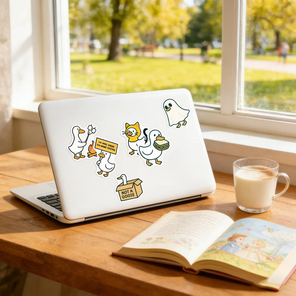 50/100Pcs Cute Silly Goose Doodle Stickers for Cup Phone Stationery Box Helmet Bicycle Waterproof Cartoon Animal Decals