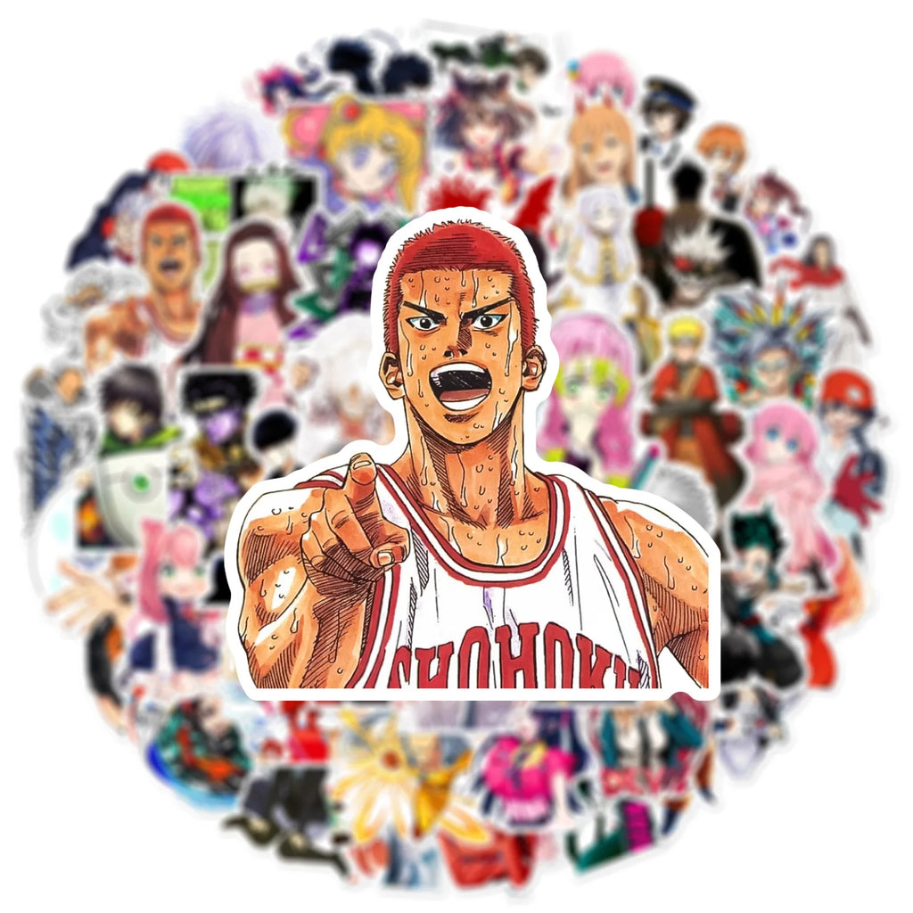 50 Pcs New Mixed Anime Collection Graffiti Stickers Trolley Water Bottles Cup Water Bottle Adhesive Stickers