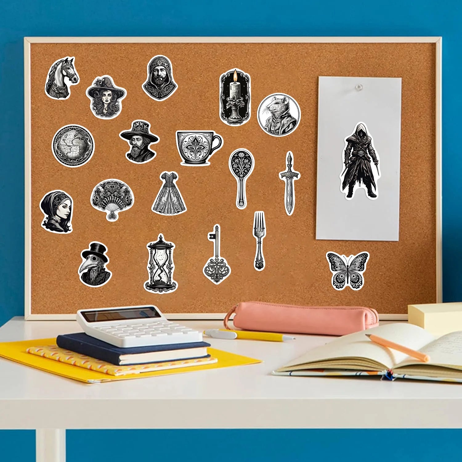 50/100PCS Black & White Medieval Style Graffiti Stickers Guitar Notebook Luggage DIY Waterproof Stickers