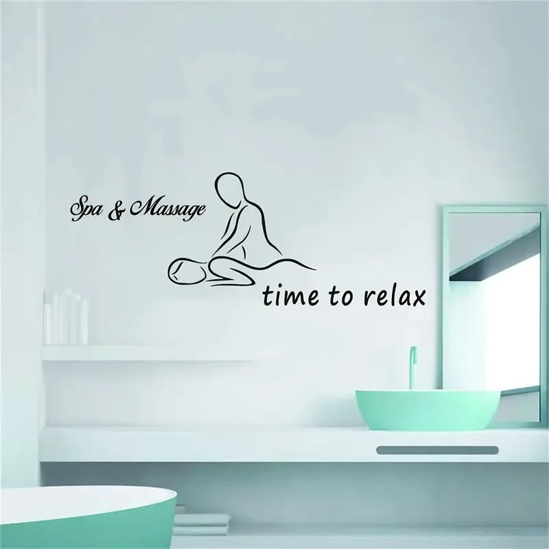 Time to Relax Spa & Massage Wall Decals - Removable Vinyl Stickers with Elegant Lettering for Massage Room, Sauna, or Spa Decor