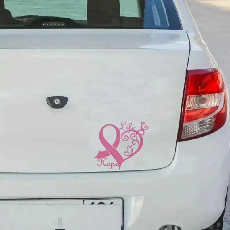 Pink Cancer Awareness Ribbon Heart Butterfly Vine Life Hope Car Stickers For Laptop Water Bottle Phone Car Motorcycle Window Wal