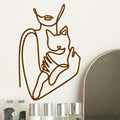 1pc Elegant Woman and Cat Wall Sticker - Contemporary Self-Adhesive Vinyl Decal, Reusable Glossy Finish for Living Room, Bedroom