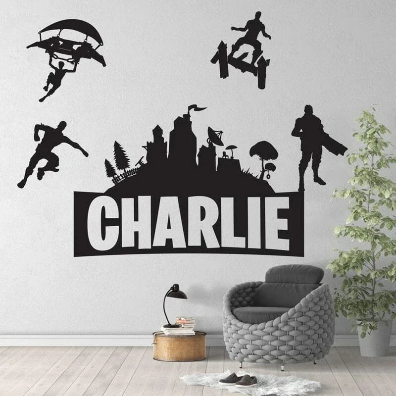 Customed Name Wall Stickers Boys Gaming Room Vinyl Decal Kids Bedroom Wall Decor