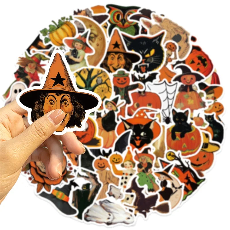 10/30/52PCS Cartoon Halloween Ghost PVC Sticky Sticker Aesthetic DIY Children's Decoration Scrapbooking School Supplies