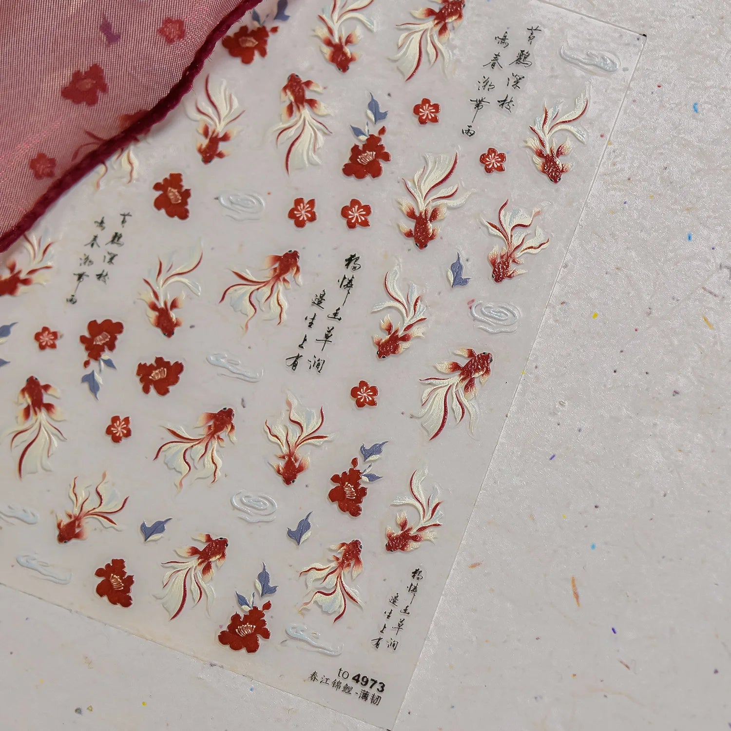 Thin Tough Stickers Cute 5D Koi Fish Self Adhesive Nail Art 3D Decorations Stickers DIY Luxury Fish Manicure Design Nails Decals