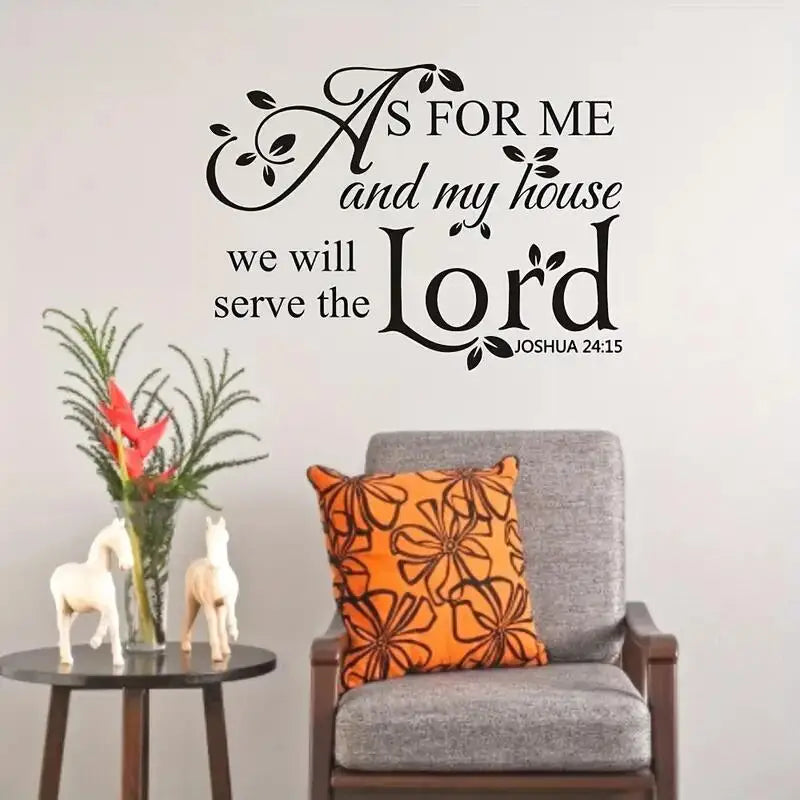 As For Me And My House We Will Serve The Lord , Bible Quotes Wall Decals Joshua Saying Home Lettering Vinyl Art Religious Quotes