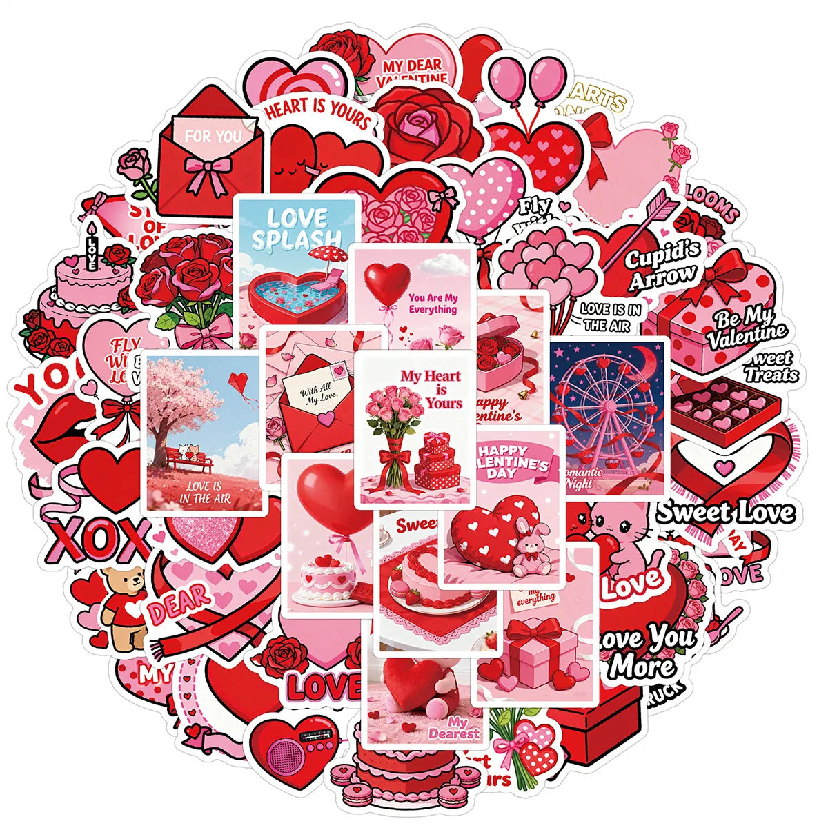 50/100PC Valentine's Day Graffiti Stickers, Water Cups, Luggage Waterproof Decoration Stationery Stickers