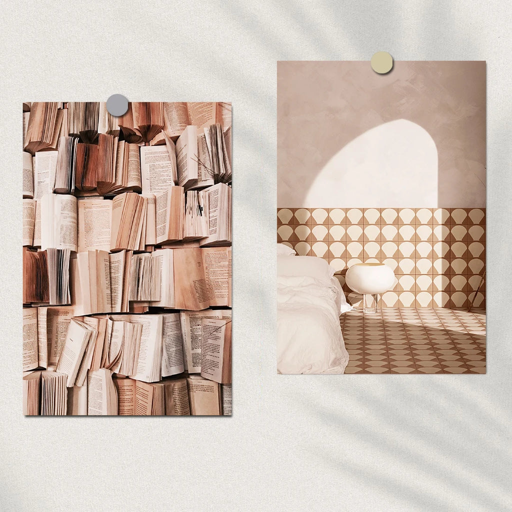 10PCS Beige Poster Collage Card Postcard Stickers Aesthetics Retro Fashion Harajuku DIY Decorative Dot Atmosphere With Stickers
