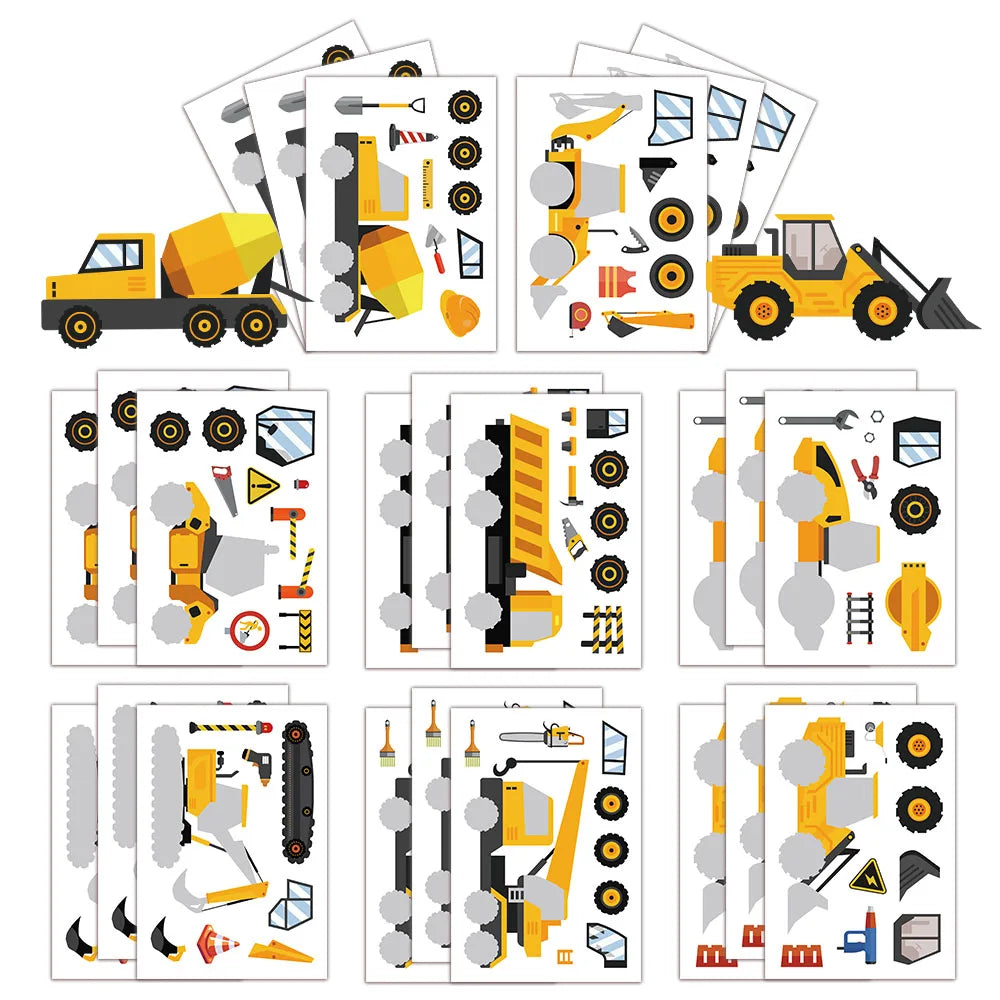 8PCS Cartoon Industrial Excavator Reward Graffiti Stickers Fun Stickers DIY Phone Case Laptop Water Cup Computer Toy Stickers