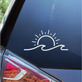 Beach-Ready Car Accessories: Sun & Wave Vinyl Stickers for Your Bumper, Truck, or Notebook!