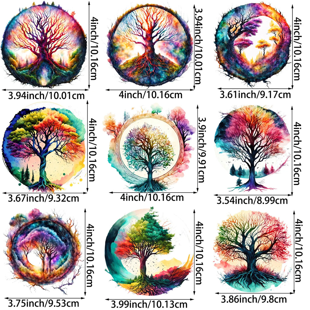 9 sheets Fantasy Forest Theme Series Iron-On Transfer Stickers Design Forest Flower Decals Heat Pressed Decals