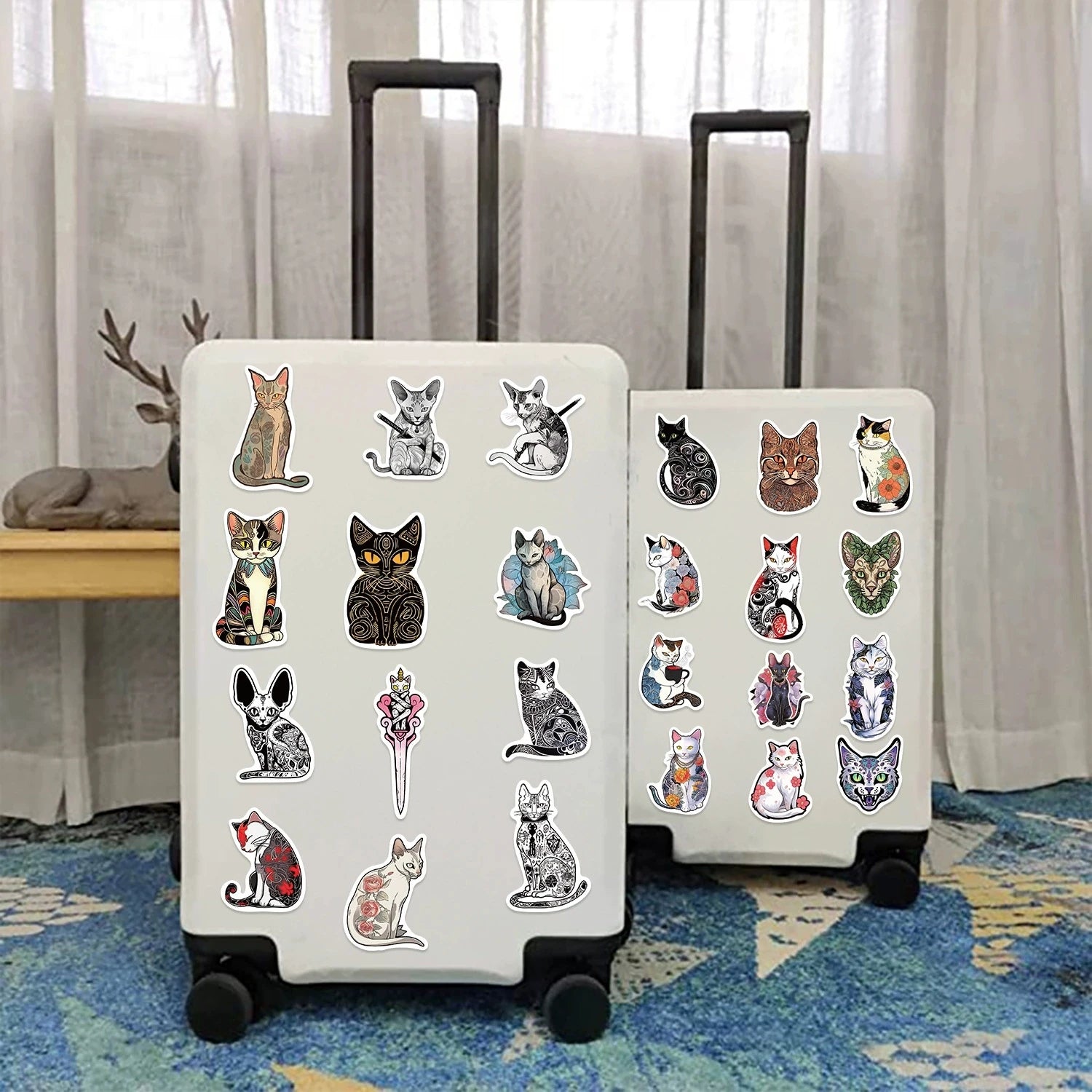 50/100PCS Cartoon Tattoo Cat Graffiti Stickers Guitar Notebook Luggage DIY Waterproof Stationery Stickers