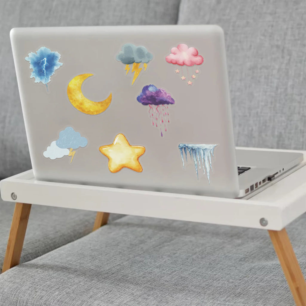 50/100PCS Cute Cartoon Colorful Weather Sticker Pack Waterproof Transparent PET - Decar Notebook Stationery