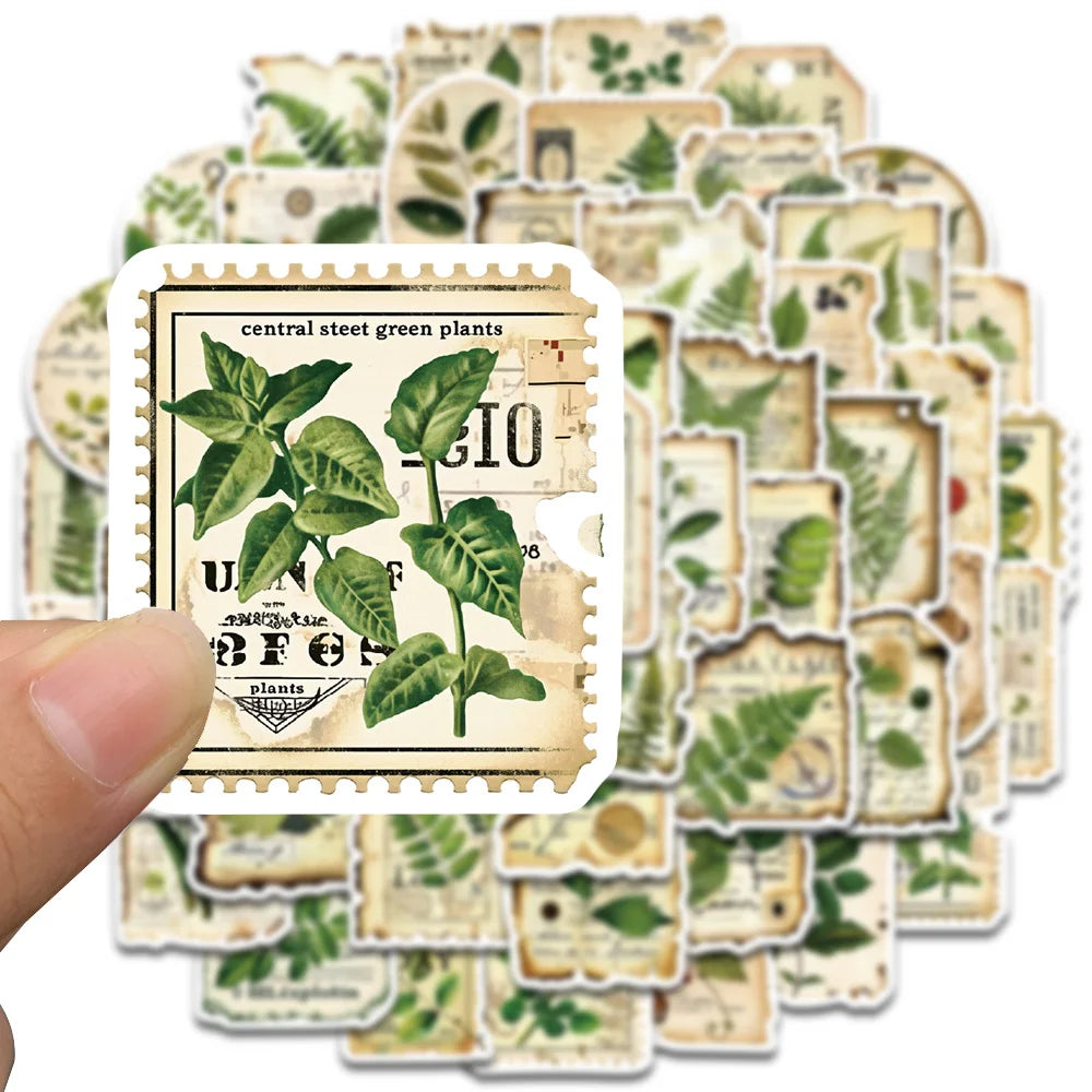50PCS Fragmentation Of Botanical Garden Labels Stickers Notebook Coffee Skateboard Phone  PVC Creative Fun for Sticker ﻿