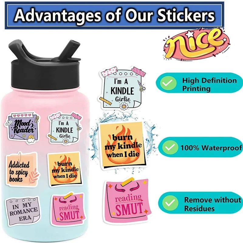 10/30/50PCS Pink Girl Book PVC Sticker Aesthetic Children's Stationery DIY Decoration Scrapbooking School Supplies for Kids