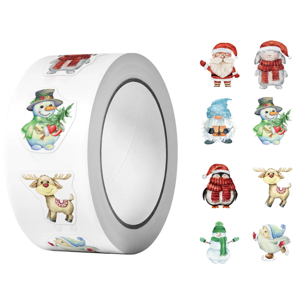500Pcs Irregular Classic Christmas Characters Stickers 2.5cm/1'' DlY Craft Decoration Festival Scrapbooking Labels Gift Sealing