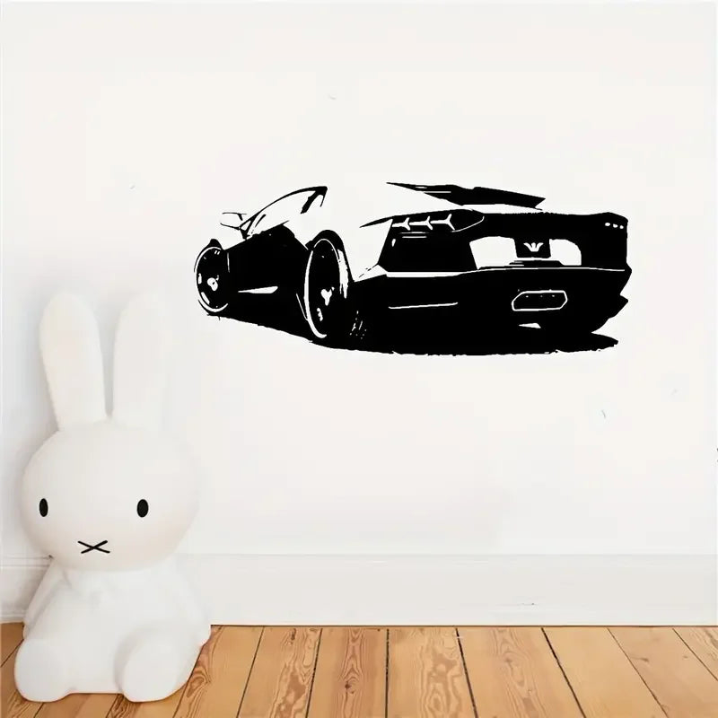 1pc Sport Car Vinyl Wall Sticker, Art Modern Fashion Style Sticker For Children'S Room Kids Rooms Wall, Boys Bedroom Home Decor