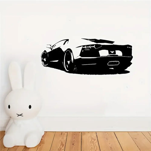 1pc Sport Car Vinyl Wall Sticker, Art Modern Fashion Style Sticker For Children'S Room Kids Rooms Wall, Boys Bedroom Home Decor