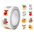 1Roll(500pcs) 1'' Round Cartoon Animals with Love  Stickers for Kids Teacher Reward School Supplies Animal Incentive Home Decor