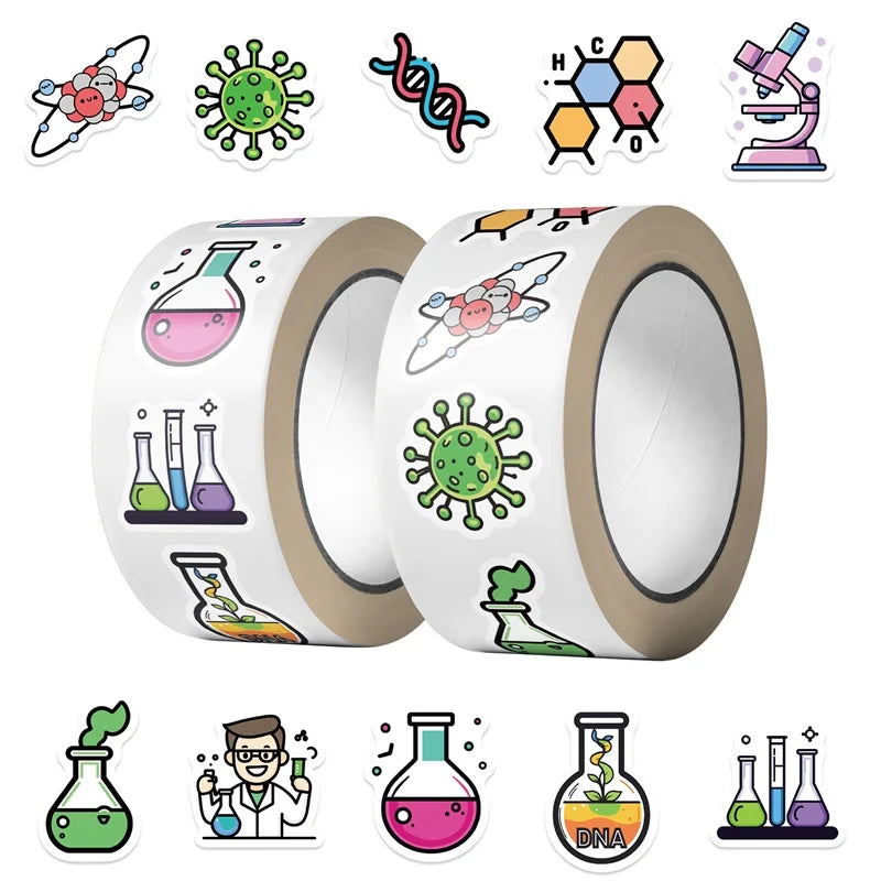 500PCS Cartoon Chemical Experiment Sticky Paper Sticker Labels Thank You Sticker Sealing DIY Decoration Scrapbooking Supplies