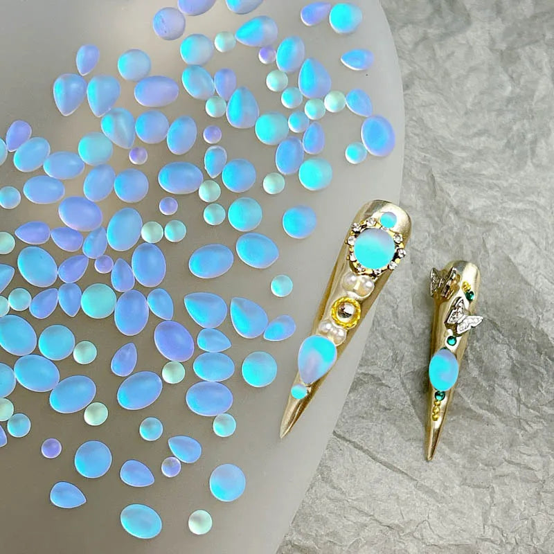 New Matte Frosted Blue Tears Nail Art Charms Oval Water Drop Diamond Nail 3D Decorations  7Styles Nail Art Accessories DIY Parts