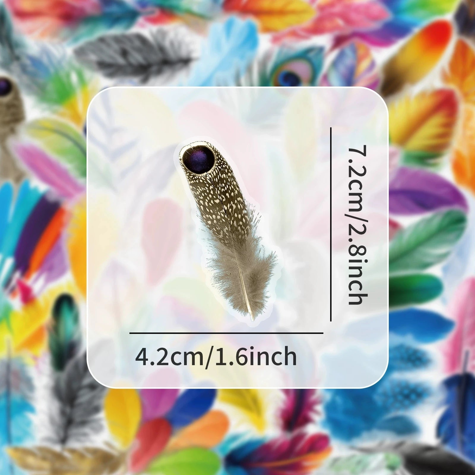 50/100PCS Transparent PET Colorful Feather Graffiti Stickers Decorative Stationery Box Stickers Reward