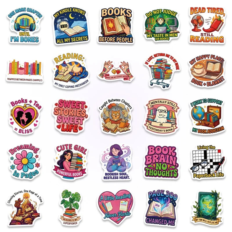 10/30/56PCS Creativity Reading Sticky Sticker PVC DIY Children's Laptop Luggage Skateboard Stationery Decoration Scrapbooking