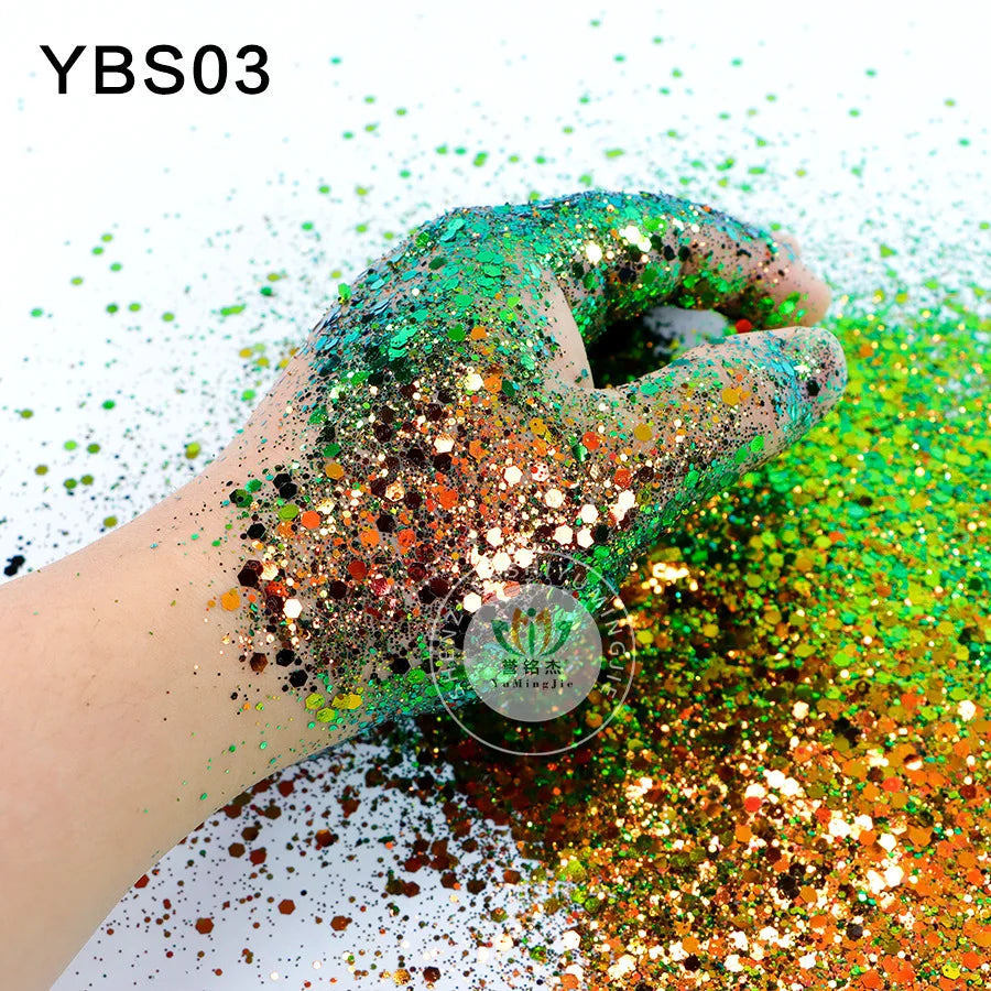 12g/bag Hexagonal Chameleon Nail Art Glitter 12Colors For Choice Scallion Powder Nail Art and Creative Crafts DIY Nails Sequins