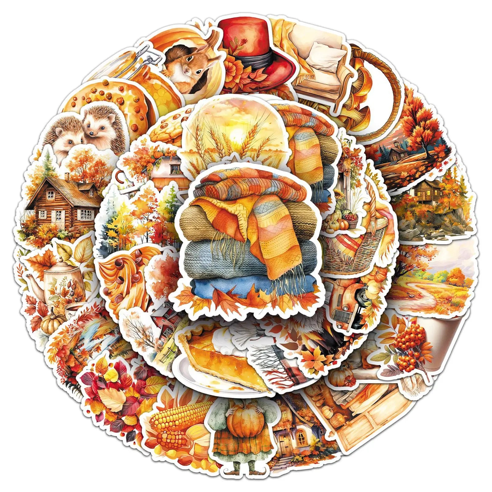 50/100PCS Golden Autumn Stickers Season Autumn Cartoon Autumn Yellow Fallen Leaf Waterproof Decorative Stickers