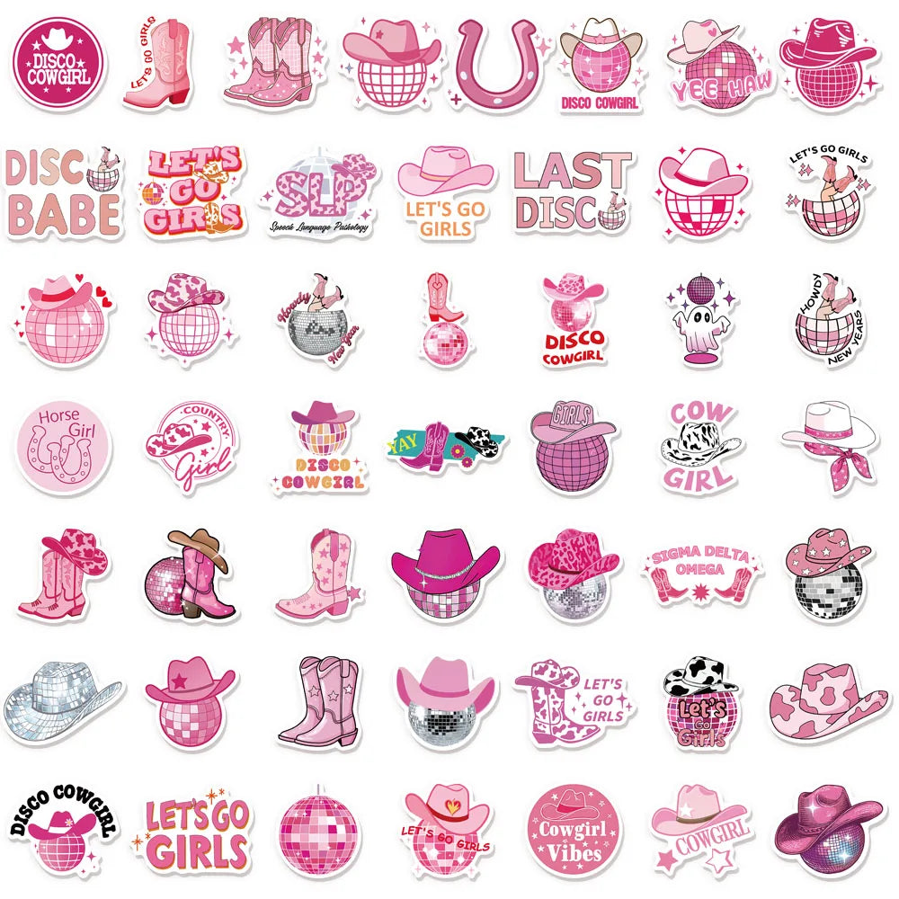 50PCS Disco Cowgirl Creative Decorative Stickers Phone Cases Laptop Cups Speaker Toys Stickers