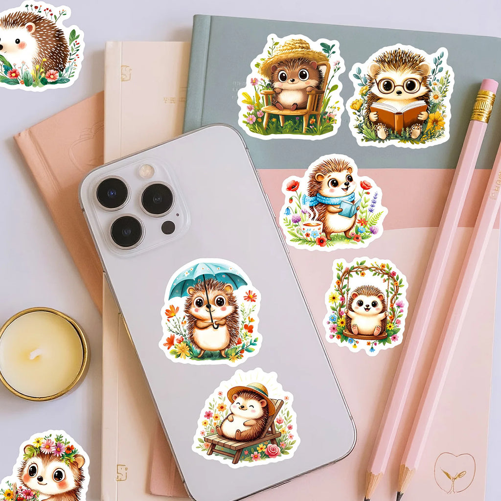 56/112 Pcs Different Poses Animated Style Hedgehog Stickers Reusable for Scrapbook Stationery Box Pen Holder Notebook Phone Deca