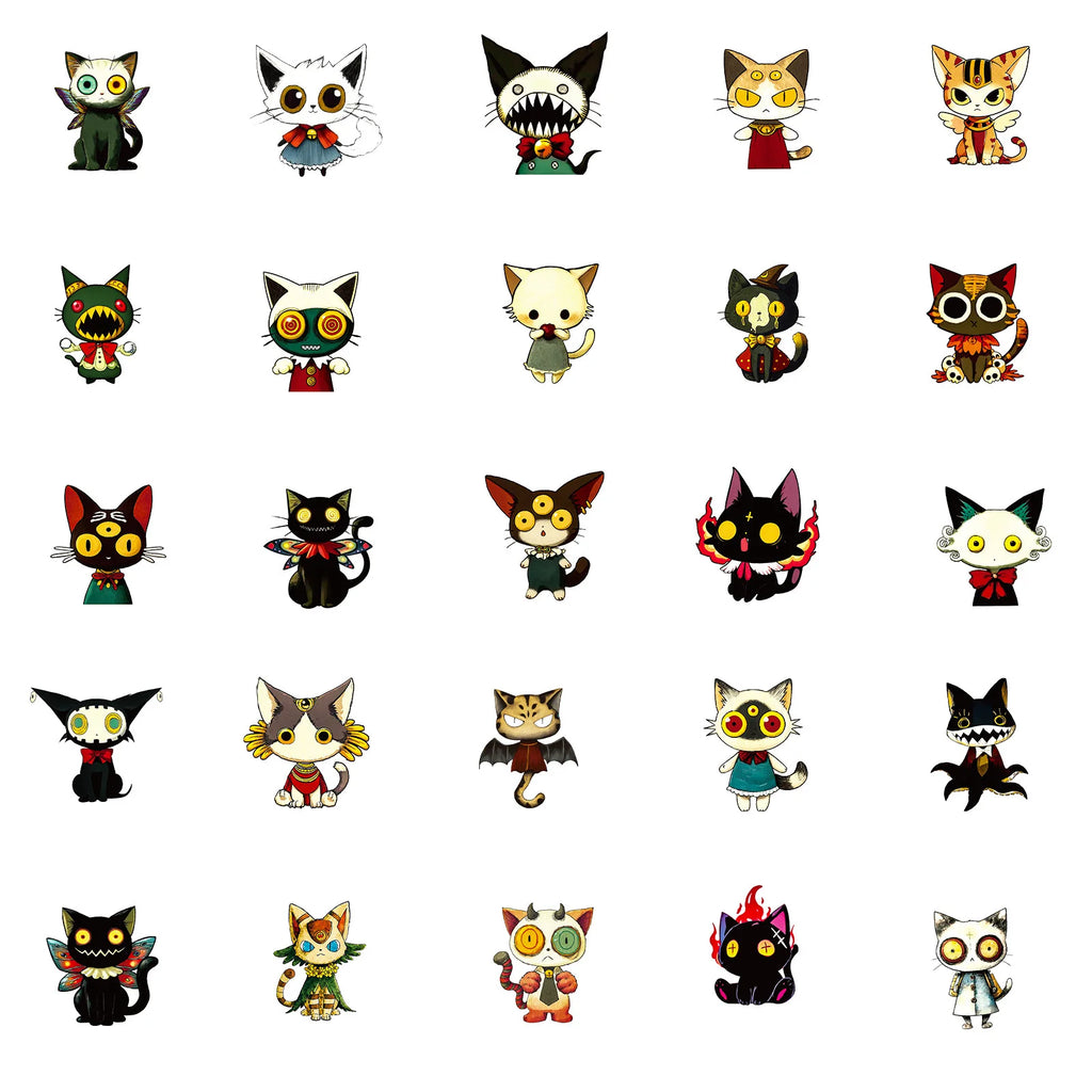 56/112 Pcs New Fun Cat Japanese Vintage Cartoon Stickers DIY for Tablet Skateboard Phone Desk Wall Fridge Fade Resistant Decals
