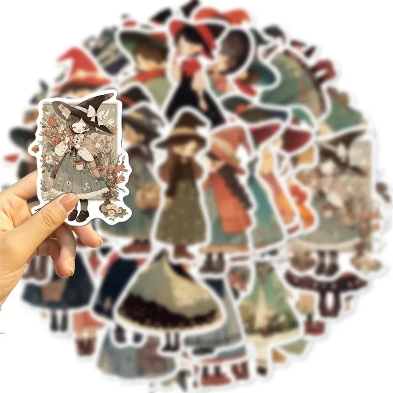10/30/50PCS Cartoon Q Witch PVC Sticker Aesthetic Children's Korean Decoration Scrapbooking Stationery School Supplies for Kids