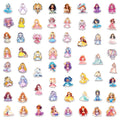 60/120 Pcs Cute Cartoon Princess Stickers for Notebook Cup Stationery Box Suitcase Fridge Desk File Holder Removable Waterproof
