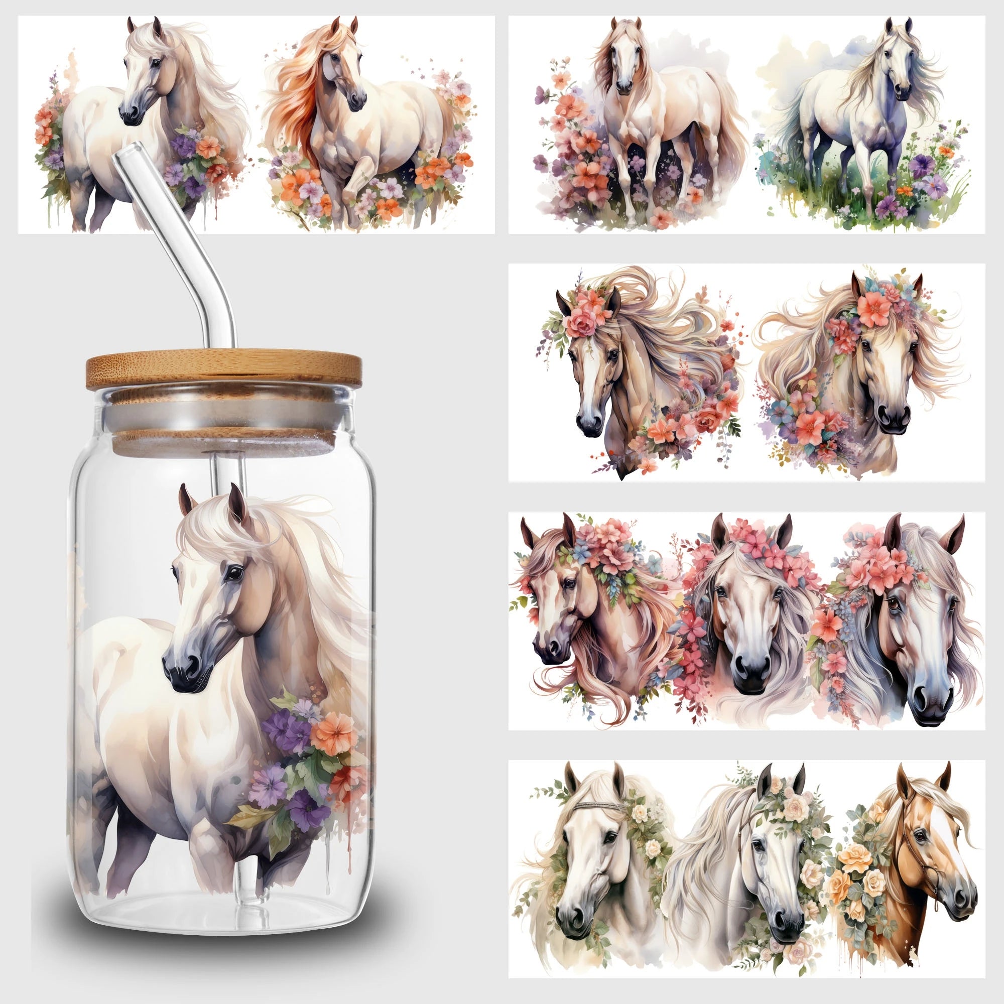 5 Sheets Animal UV DTF Cup Stickers, DTF Friction Transfer Stickers, Waterproof Transfer Stickers for 16oz Glass Cups, DIY