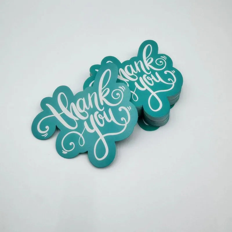 50pcs/pack Thank You Cards for Small Business, Green Pink Thank You Cards Double Sided Printing