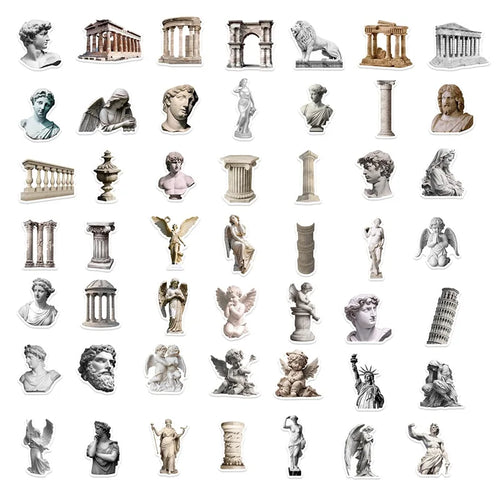 10/30/50PCS Vintage Art Sculpture PVC Sticker Aesthetic Chidlren's Stationery Decoration Scrapbooking School Supplies for Kids