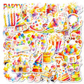 56PCS Watercolor Birthday Party Graffiti Stickers Balloon Cake Candy Elements Student Stationery Notebook Birthday Gift Stickers